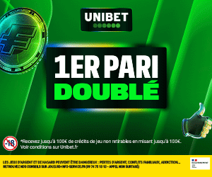 publicité Unibet Bonus de bienvenue Paris Sportifs 100,00 euros